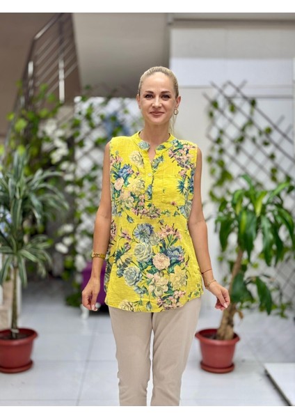 LS8819D Kolsuz Pamukketen Cepli Italyan Bluz Sarı fiyatları