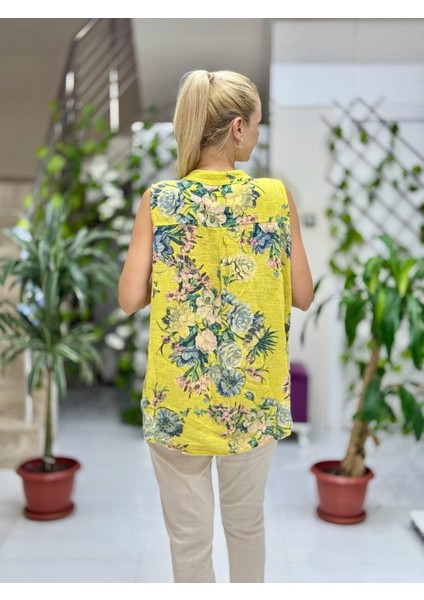 LS8819D Kolsuz Pamukketen Cepli Italyan Bluz Sarı fırsatları