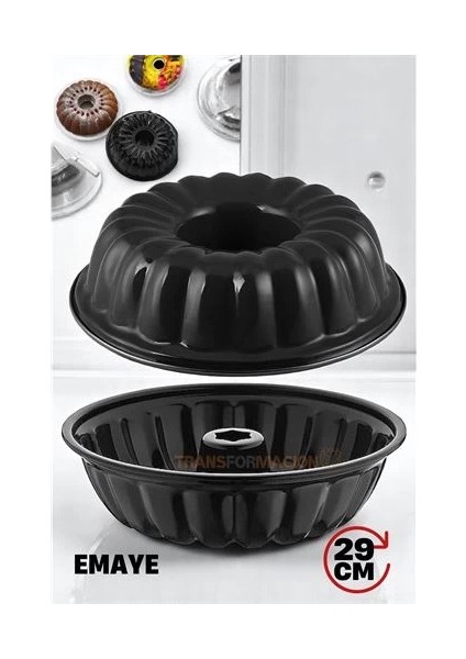Bx Emaye Kek Kalıbı - Yapışmaz Siyah Emaye Kek Kalıbı 29 cm