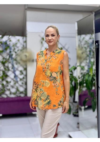 LS8819D Kolsuz Pamukketen Cepli Italyan Bluz Oranj fiyatları