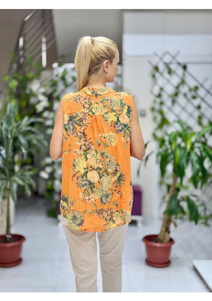 LS8819D Kolsuz Pamukketen Cepli Italyan Bluz Oranj fırsatları