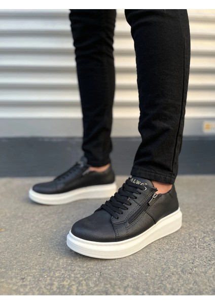JY155 Warrior Bağcıklı ve Fermuarlı Cilt Erkek Günlük Sneaker Ayakkabı Cbt - Siyah fiyatları