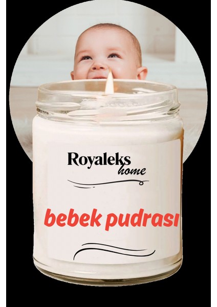 Doğal Özel Seri Kokulu Dekoratif Kavanoz Mum 210 cc - Bebek Pudrası -