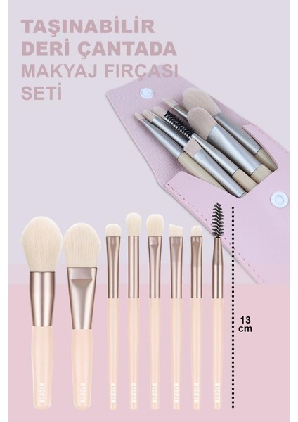 8'li Kiremit Renkli Fırça Bej Kılıflı Makyaj Fırça Seti modelleri