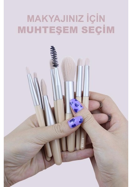 8'li Kiremit Renkli Fırça Bej Kılıflı Makyaj Fırça Seti fırsatları