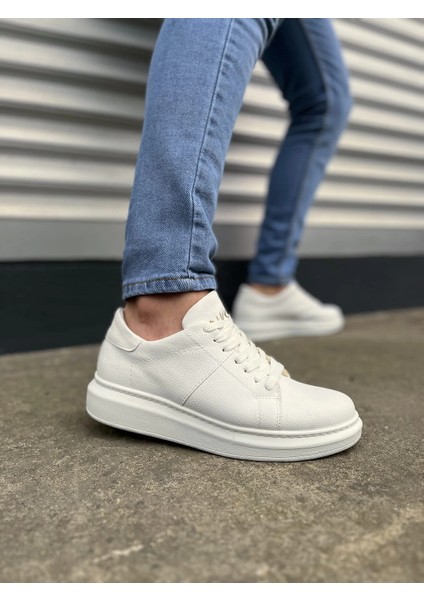 JY151 Boost Bağcıklı Cilt Erkek Günlük Sneaker Ayakkabı Cbt - Beyaz