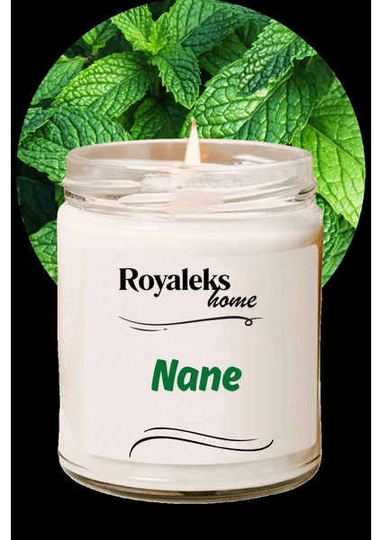 Doğal Özel Seri Kokulu Dekoratif Kavanoz Mum 210 cc - Nane Esansı -