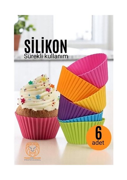 Silikon Muffin Kalıbı Sürekli Kullanım Muffin Kek Kalıbı 6 Adet