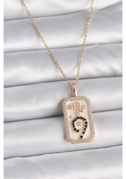 316L Çelik Gold Renk Zincir Akrep Burcu Zirkon Taşlı Kadın Ke