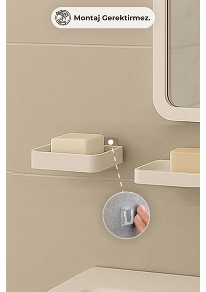 Moliette Yapışkanlı 5'li Banyo Aksesuar Seti - Beyaz