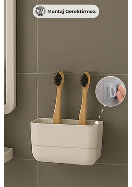 Moliette Yapışkanlı 5'li Banyo Aksesuar Seti - Beyaz