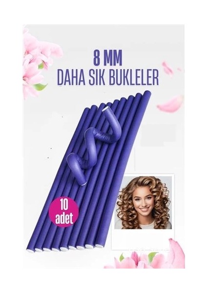 Bx Sosis Latex Bigudi - Isısız Saç Bigudisi - 10 Adet 8 mm