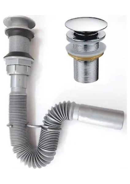 Pop Up Bas Aç Körüklü Lavabo Sifonu