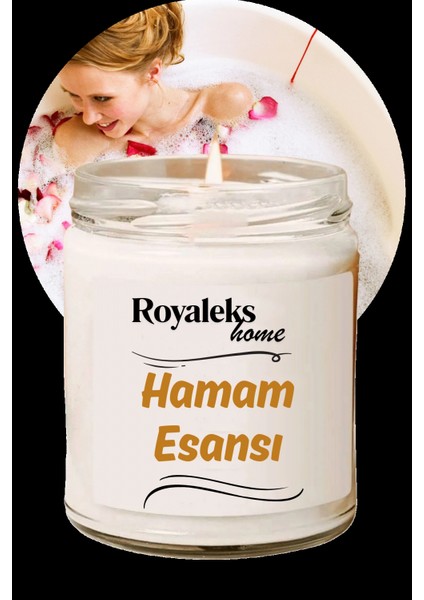 Doğal Özel Seri Kokulu Dekoratif Kavanoz Mum 210 cc - Hamam Esansı -