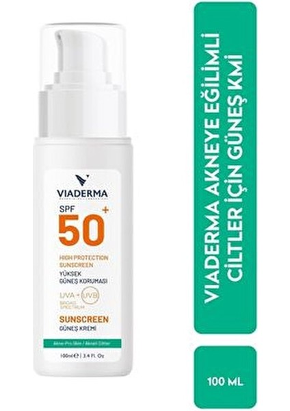 SPF 50 Yüz ve Vücut Güneş Kremi 100 ml Karma Ciltler için Yüksek Koruma