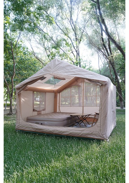 4 Mevsim Şişme Kamp Çadırı Yüksek ve Cam Tavanlı (6-8 Kişilik) 300X250X220CM