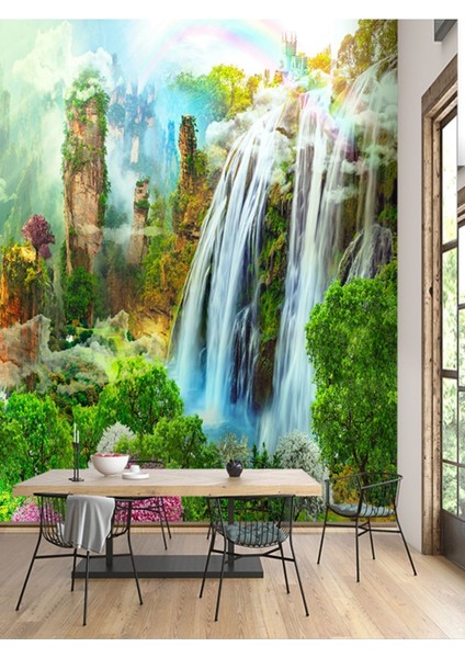 Şelale ve Dağ Desenli Isı ve Ses Yalıtımlı Sağlıklı Tekstil Duvar Kağıdı fiyatları