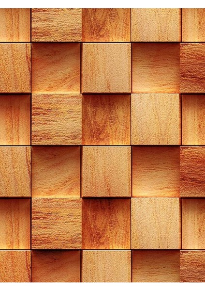 3 Boyutlu Ahşap Küp Desenli Isı ve Ses Yalıtımlı Sağlıklı Tekstil Duvar Kağıdı modelleri