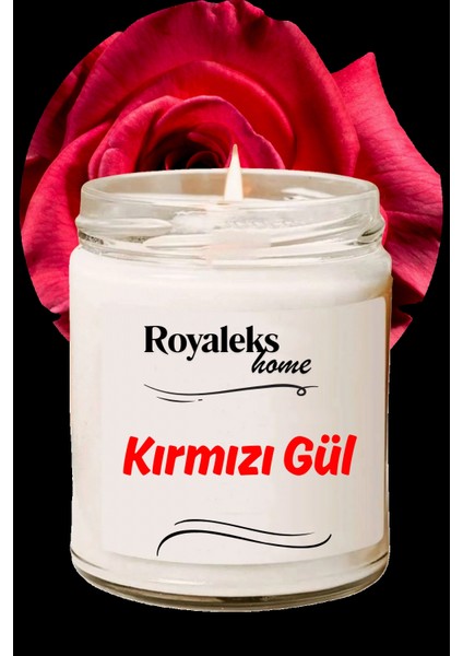 Doğal Özel Seri Kokulu Dekoratif Kavanoz Mum 210 cc - Kırmızı Gül Esansı -