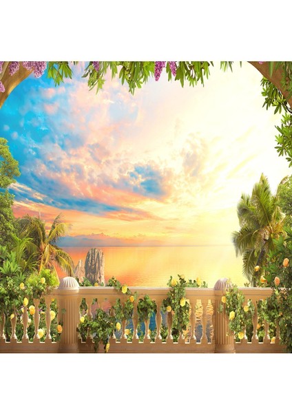 Günbatımı Manzara Desenli Isı ve Ses Yalıtımlı Sağlıklı Tekstil Duvar Kağıdı fırsatları