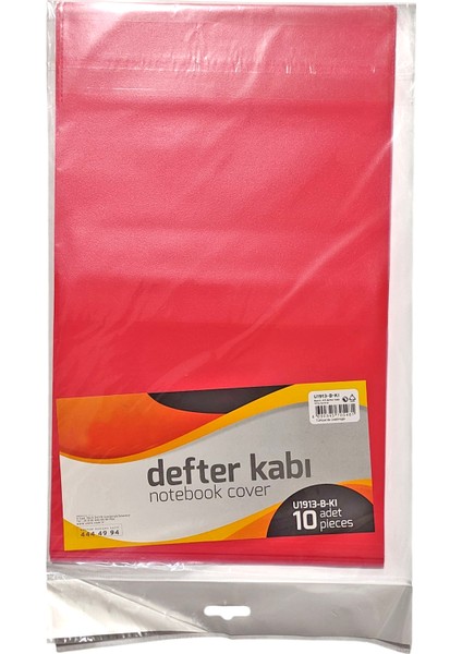 A5 Boyunda Notebook Şeffaf Hazır Defter Kabı Kırmızı - 10 Adet