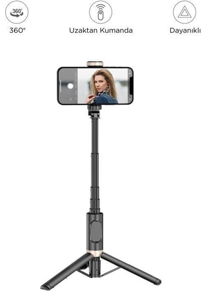 Selfie Stick Tripod – Kablosuz Bluetooth Uzaktan Kumandalı, 360° Döner Başlıklı, 215-730 mm Ayarlanabilir, Ios ve Android Uyumlu, Alüminyum Alaşımlı Hafif Taşınabilir Tripod | Q12 indirimleri
