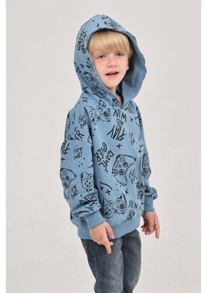 Erkek Çocuk Oyun Baskılı Sweatshirt