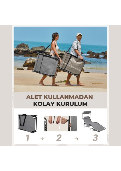 Kingcamp Magnolia B10 Plus Hands-Free Premium 7 Kademeli Katlanır Şezlong Grey