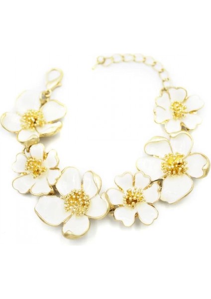 Mineli Çiçek Bileklik - Krem