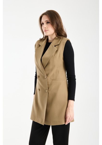 Koyu Haki Uzun Kruvaze Dokuma Yelek modelleri