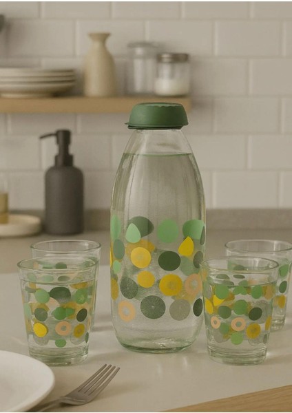 5 Parça Sürahi ve Bardak Seti (1 Adet 1000ML Sürahi 4 Adet 200ML Bardak Seti)