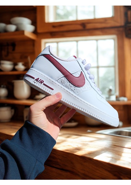 Nike Air Force Beyaz - Bordo Erkek Sneaker Spor Ayakkabı fiyatları