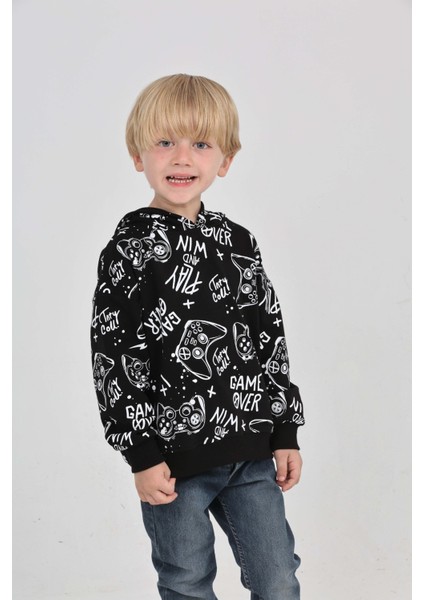Erkek Çocuk Oyun Baskılı Sweatshirt