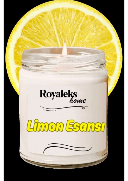 Doğal Özel Seri Kokulu Dekoratif Kavanoz Mum 210 cc - Limon Esansı -
