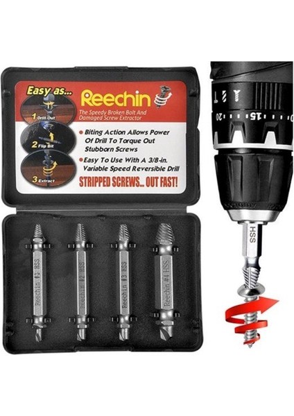 Easy Out 4lü Sökme Takımı Hasar Görmüş Vida Çıkarıcı