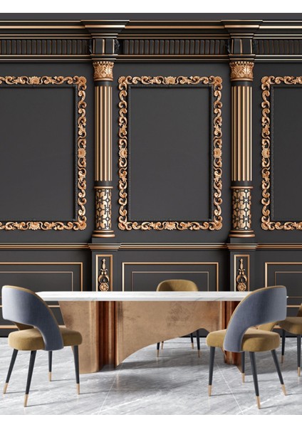 Çerçeve Desenli Isı ve Ses Yalıtımlı Sağlıklı Tekstil Duvar Kağıdı