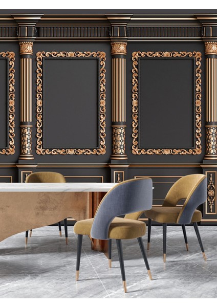 Çerçeve Desenli Isı ve Ses Yalıtımlı Sağlıklı Tekstil Duvar Kağıdı modelleri