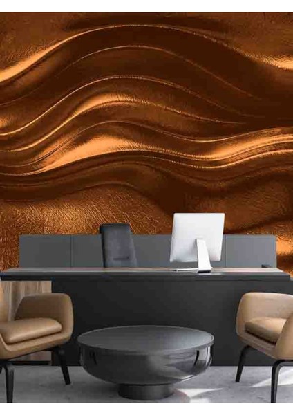 3 Boyutlu Geometrik Dalga Desenli Isı ve Ses Yalıtımlı Sağlıklı Tekstil Duvar Kağıdı