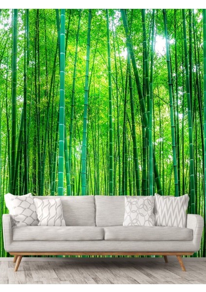 Bambu Ormanı Desenli Silinebilir Sağlıklı Tekstil Duvar Kağıdı