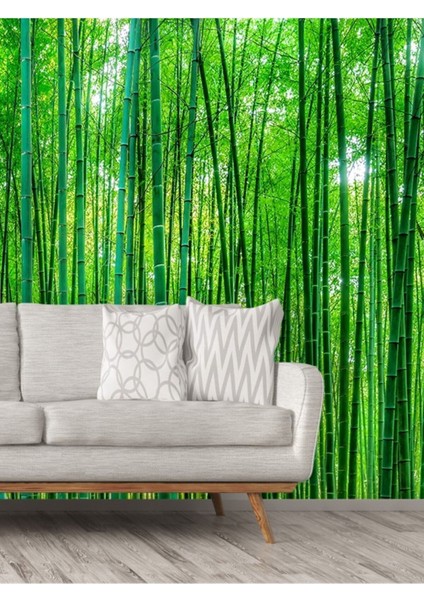 Bambu Ormanı Desenli Silinebilir Sağlıklı Tekstil Duvar Kağıdı modelleri