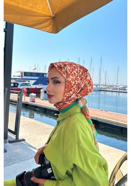 Karmen Desenli Eşarp Turuncu