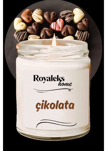 Doğal Özel Seri Kokulu Dekoratif Kavanoz Mum 210 cc - Çikolata -
