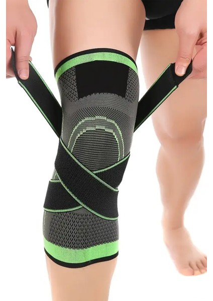 Sıkılaştırma Bantlı Termal Lastikli Sporcu Diz Desteği Bandajı - Medikal Koruyucu Diz Bandı N814
