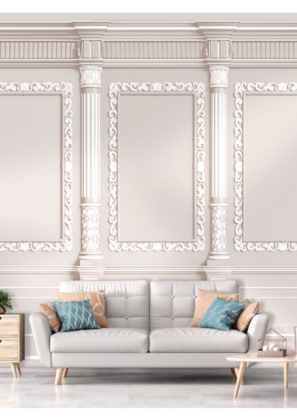 Çerçeve Desenli Isı ve Ses Yalıtımlı Sağlıklı Tekstil Duvar Kağıdı