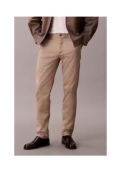 Erkek Slim Fit Esnek Kumaşlı Chino Pantolon - Bej