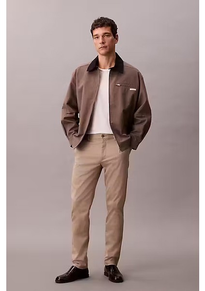 Erkek Slim Fit Esnek Kumaşlı Chino Pantolon - Bej fiyatları