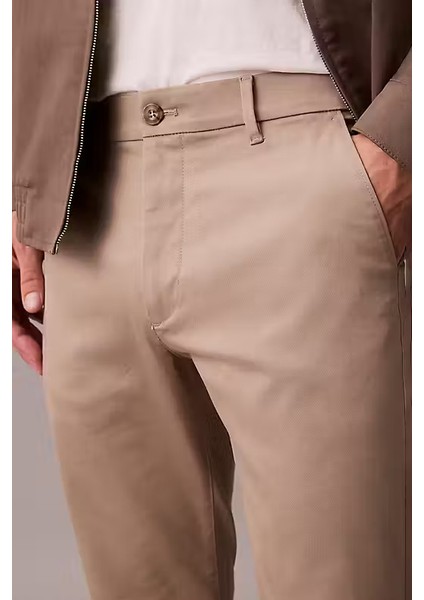 Erkek Slim Fit Esnek Kumaşlı Chino Pantolon - Bej indirimleri