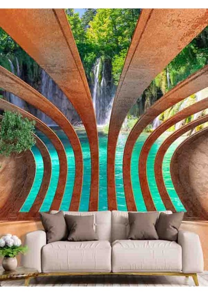 3 Boyutlu Manzara Desenli Isı ve Ses Yalıtımlı Sağlıklı Tekstil Duvar Kağıdı fiyatları