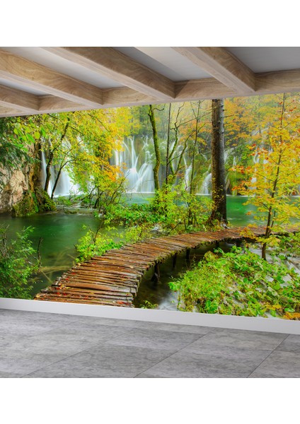 Şelale ve Köprü Desenli Isı ve Ses Yalıtımlı Sağlıklı Tekstil Duvar Kağıdı