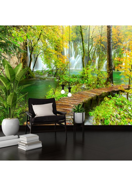 Şelale ve Köprü Desenli Isı ve Ses Yalıtımlı Sağlıklı Tekstil Duvar Kağıdı fiyatları